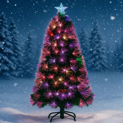 Brad artificial de Crăciun, iluminat LED cu roz