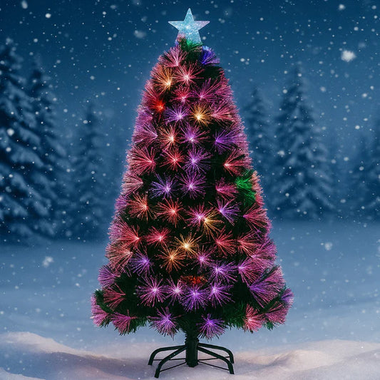 Brad artificial de Crăciun, iluminat LED cu roz