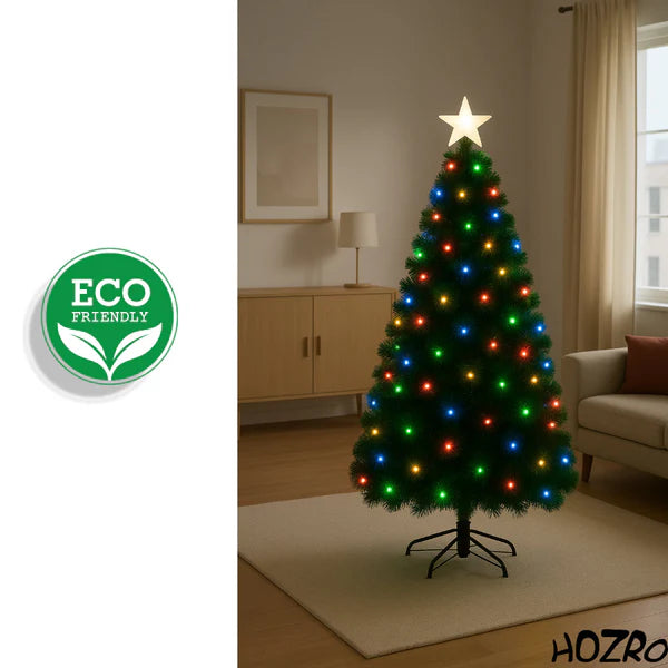 Brad artificial de Crăciun, iluminat LED multicolor.