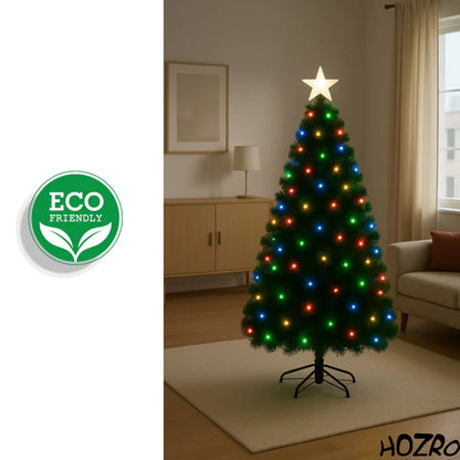 Brad artificial de Crăciun, iluminat LED multicolor.