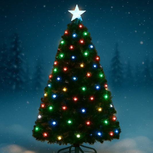 Brad artificial de Crăciun, iluminat LED multicolor.