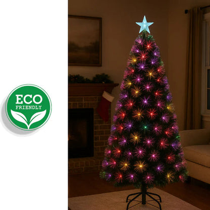 Brad artificial de Crăciun, iluminat LED cu roz