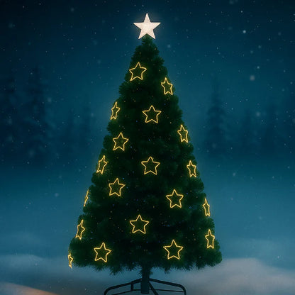 Brad artificial de Crăciun, iluminat LED cu stele