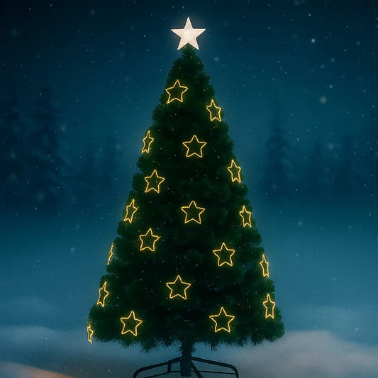 Brad artificial de Crăciun, iluminat LED cu stele